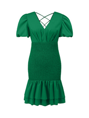 Always A Good Time Smocked Mini Dress - Green