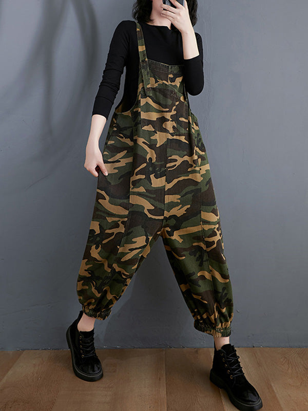 Original Camouflage Elasticity Harem Denim Overalls