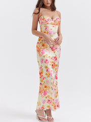 Serena - Floral Satin Maxi Dress