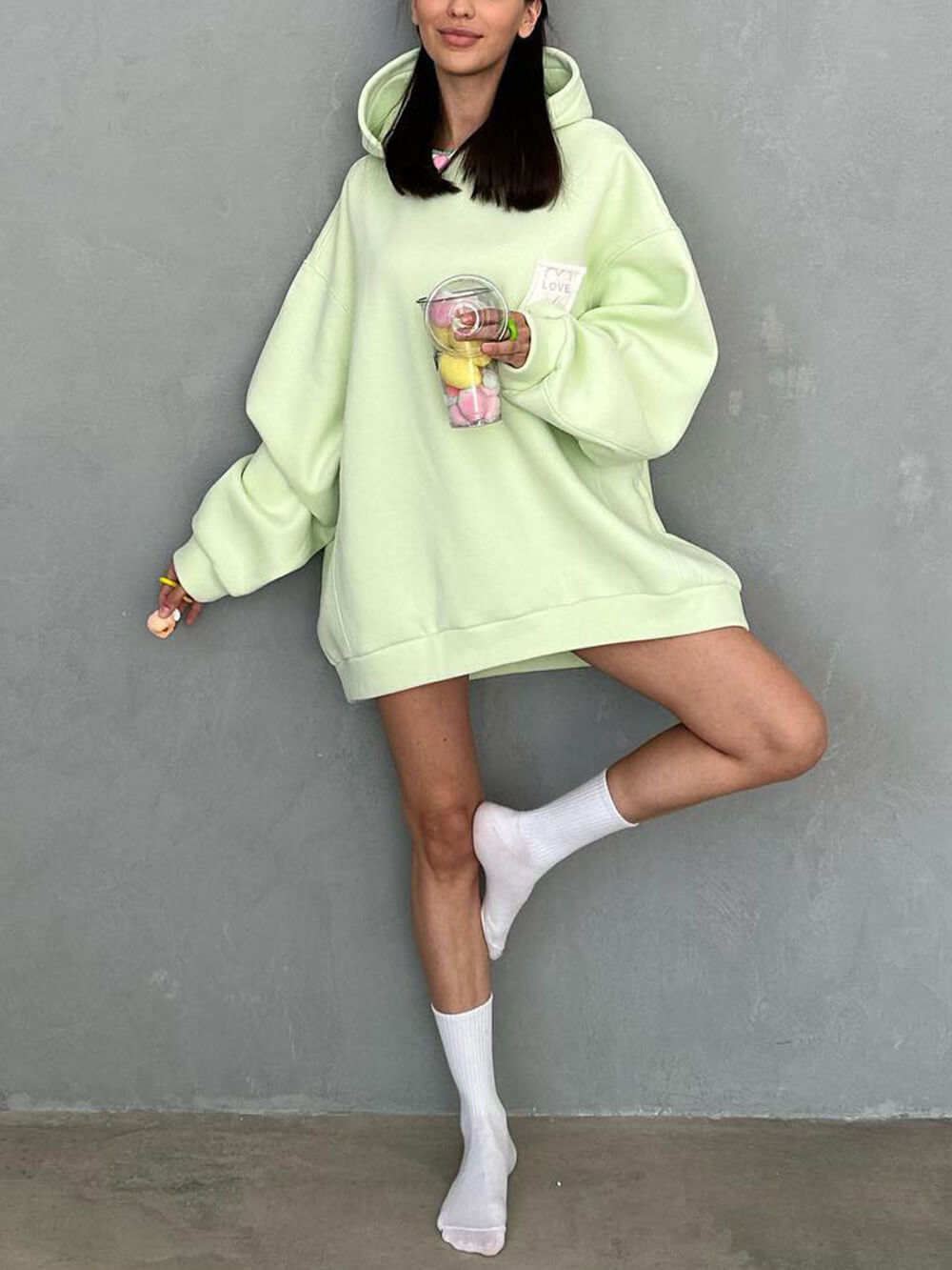 Loose Solid Color Sweatshirt