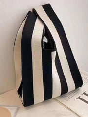 Striped-Knit Versatile Tote Bag