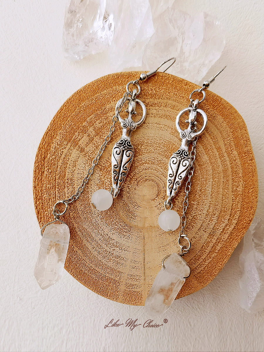 Goddess Reiki Energy Quartz Earrings