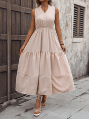 Lunch Date Sleeveless Tired Midi Dress