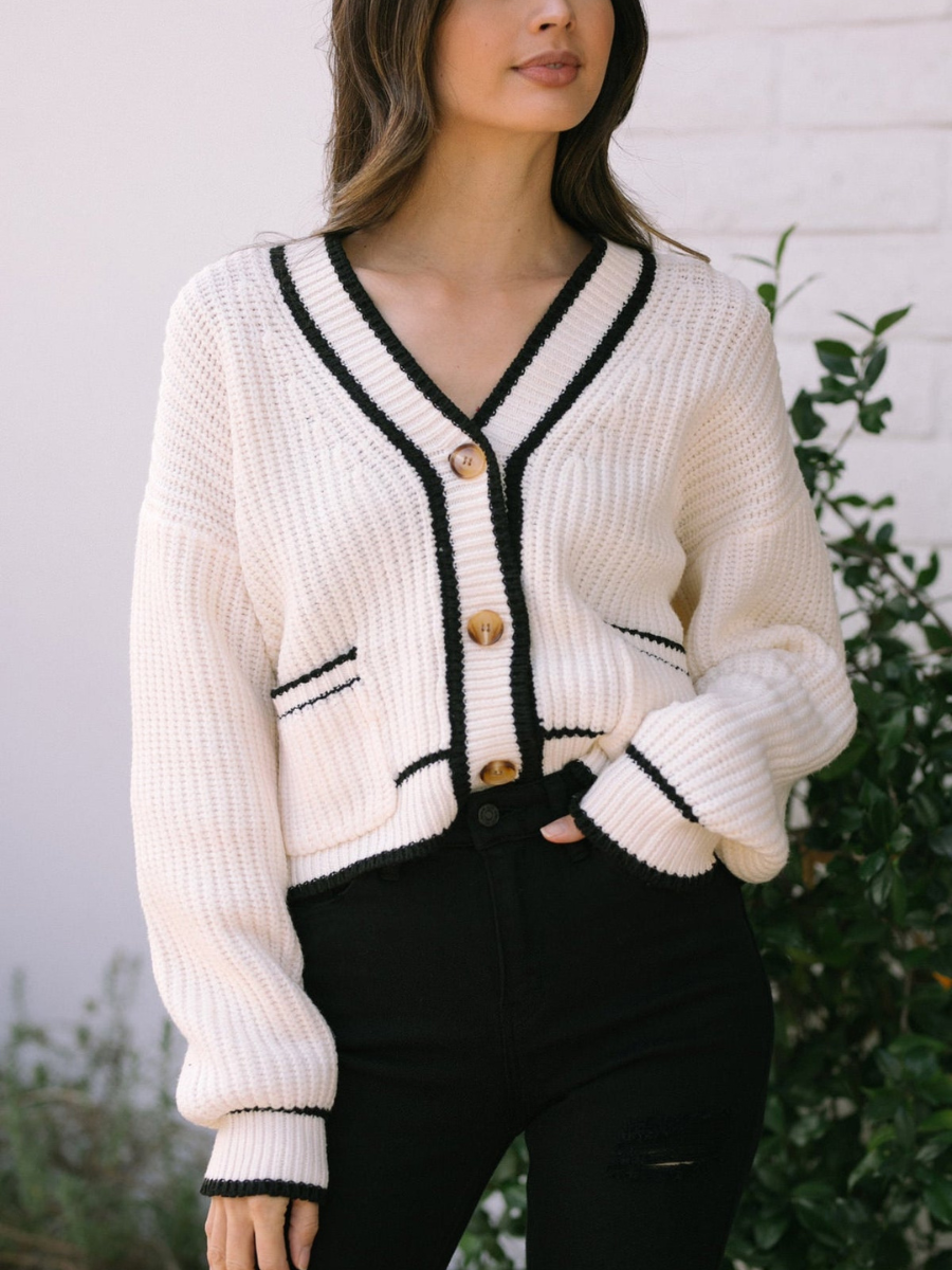 Pate Pocketed Knit Cardigan - Cream