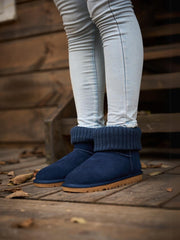 SMAIBULUN Ugg | Ankle Knit Stocking Mini Boots - Navy