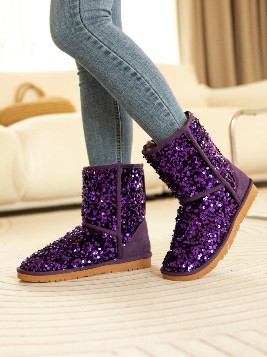 Smaibulun Ugg | Dallas Glam Sequin Shearling Boots - Purple