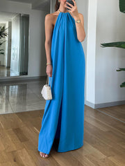 Classic Halter Neckline Maxi Dress