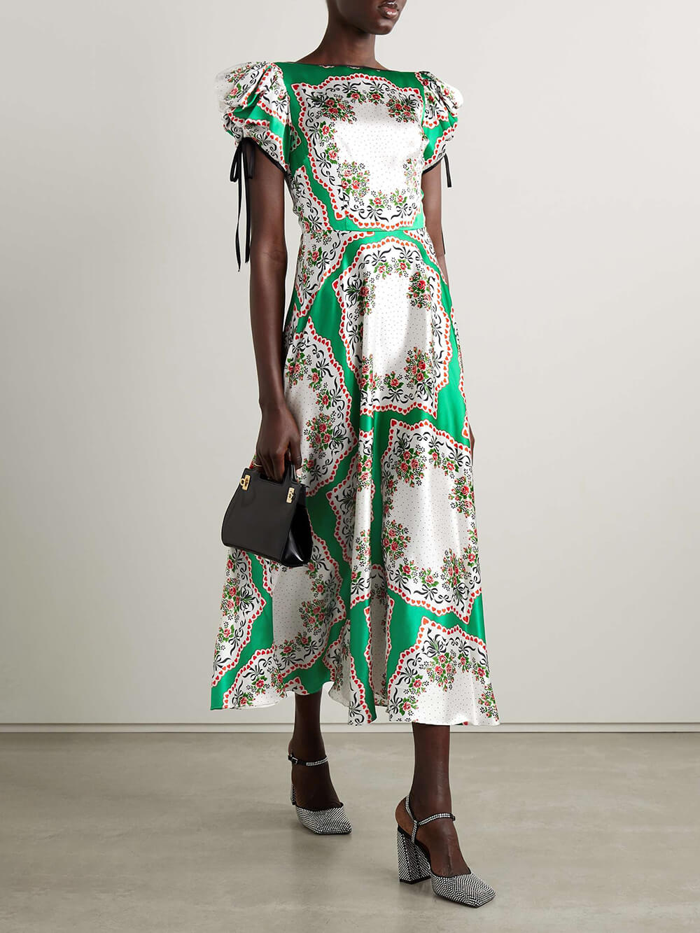 Unique Ethnic Print Puff Sleeve Midi Dress