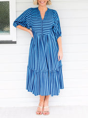 Wonderful Stripe Print Midi Dress