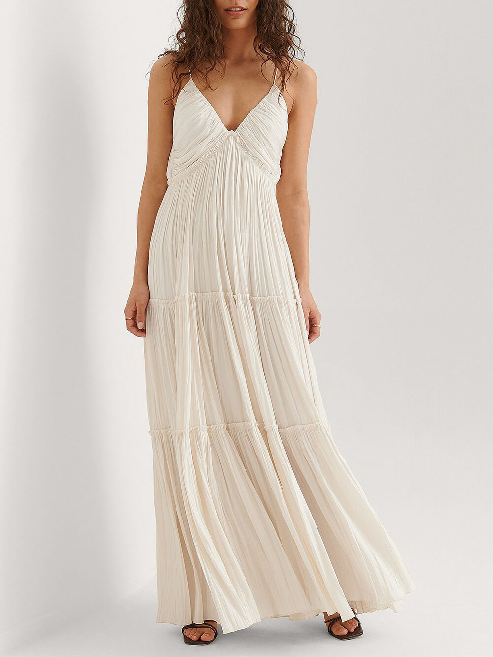 Unique Pleated Wave Maxi Dress