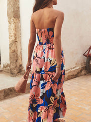 Azalea-Bloom Strapless Maxi Dress