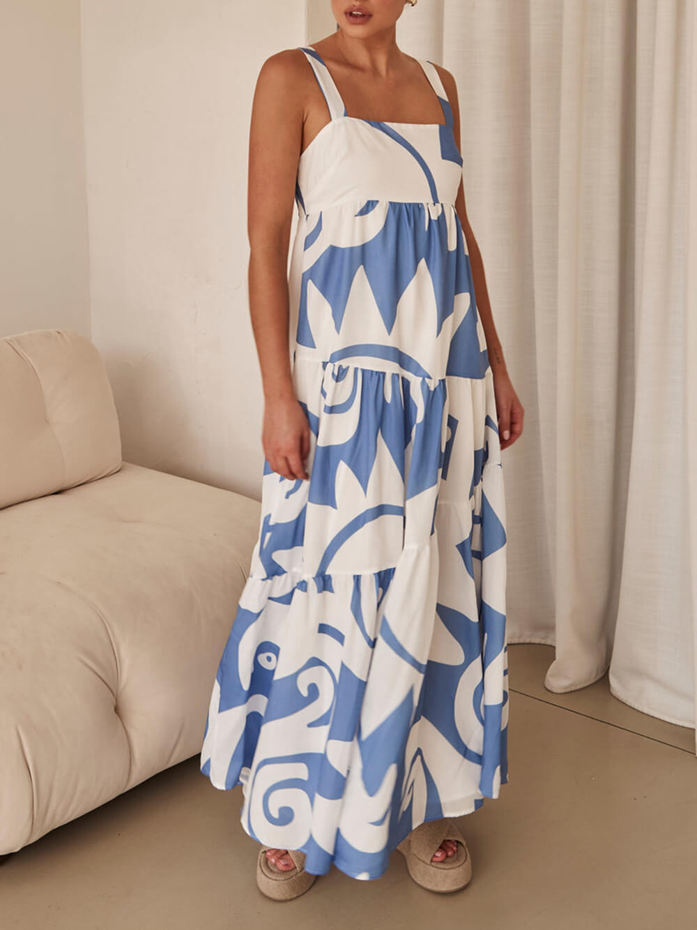 Bohemian Geometric Print Maxi Dress