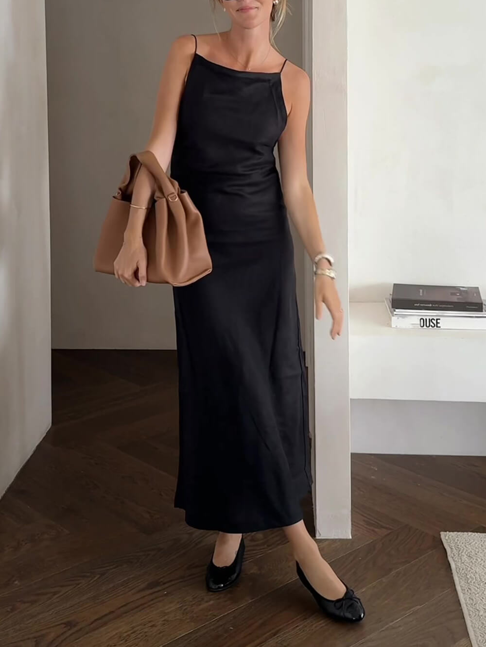 Modern Classic Backless Twill Sling Dress