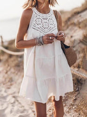 Amelia - Boho White Lace Mini Dress