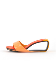 JADY ROSE | MADEMOISELLE BELLE LEATHER WEDGE SLIDE - ORANGE