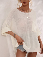 DEMETRA RIBBED KNIT SWEATER - CREAM