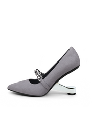 JADY ROSE | YESENIA METAL CHAIN SUEDE STILETTOS - GREY