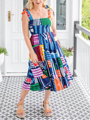 Modern Sling Stripe Print Dress