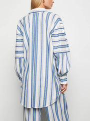 Modern Sophisticated Striped Loose-Fitting Printed Shirt