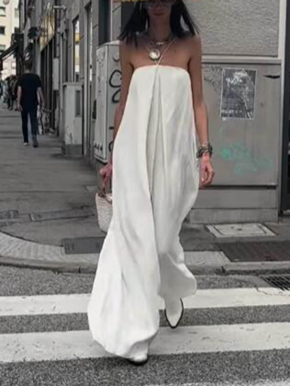 Unique Halter Neck Pleated Jumpsuit