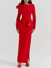 Valentina - Red Bow Cutout Maxi Dress