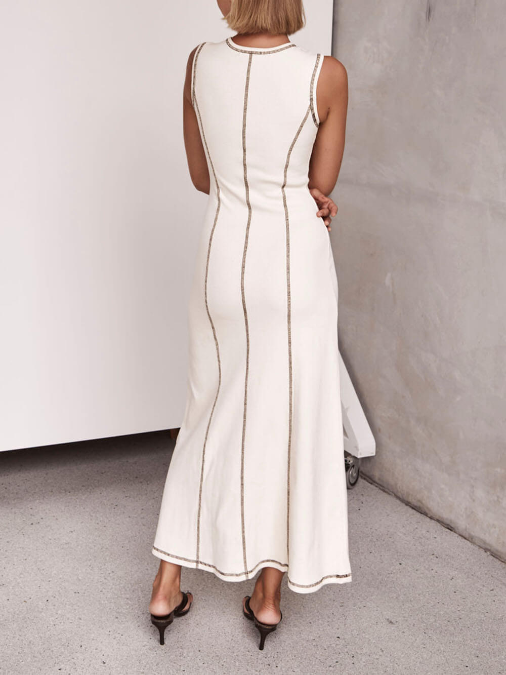 Riviera Grace - Sleeveless Stripe Detail Maxi Dress