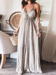 Santorini Breeze - Backless Suspender Maxi Dress