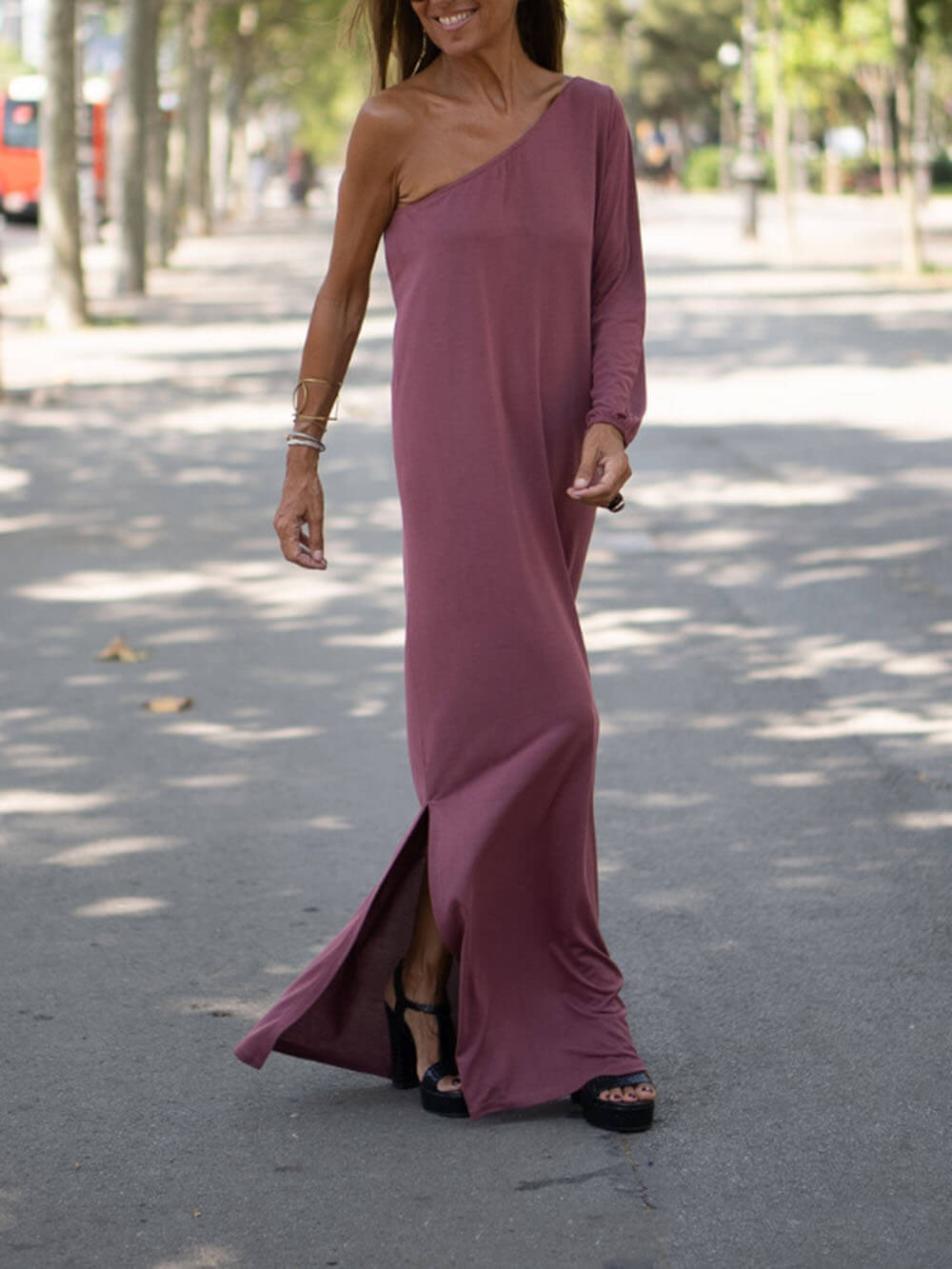 Side One Shoulder Statement Maxi Dress