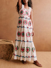 Special Ethnic Print Lace Dress