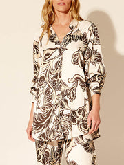 Exquisite Floral Print Loose Oversized Shirt