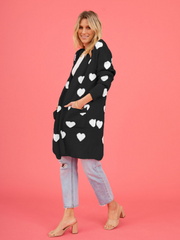 Listen To Your Heart Knit Open Front Cardigan - Black