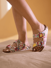 MAIBULUN | Lovey Dovey Floral Printed Double Strap Sandal