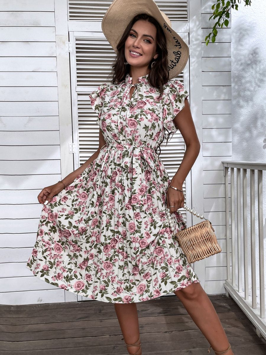 KAIDESSE MIDI DRESS - PINK FLORAL