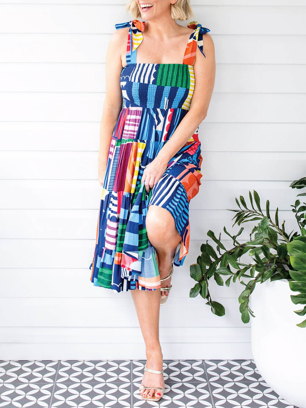 Modern Sling Stripe Print Dress