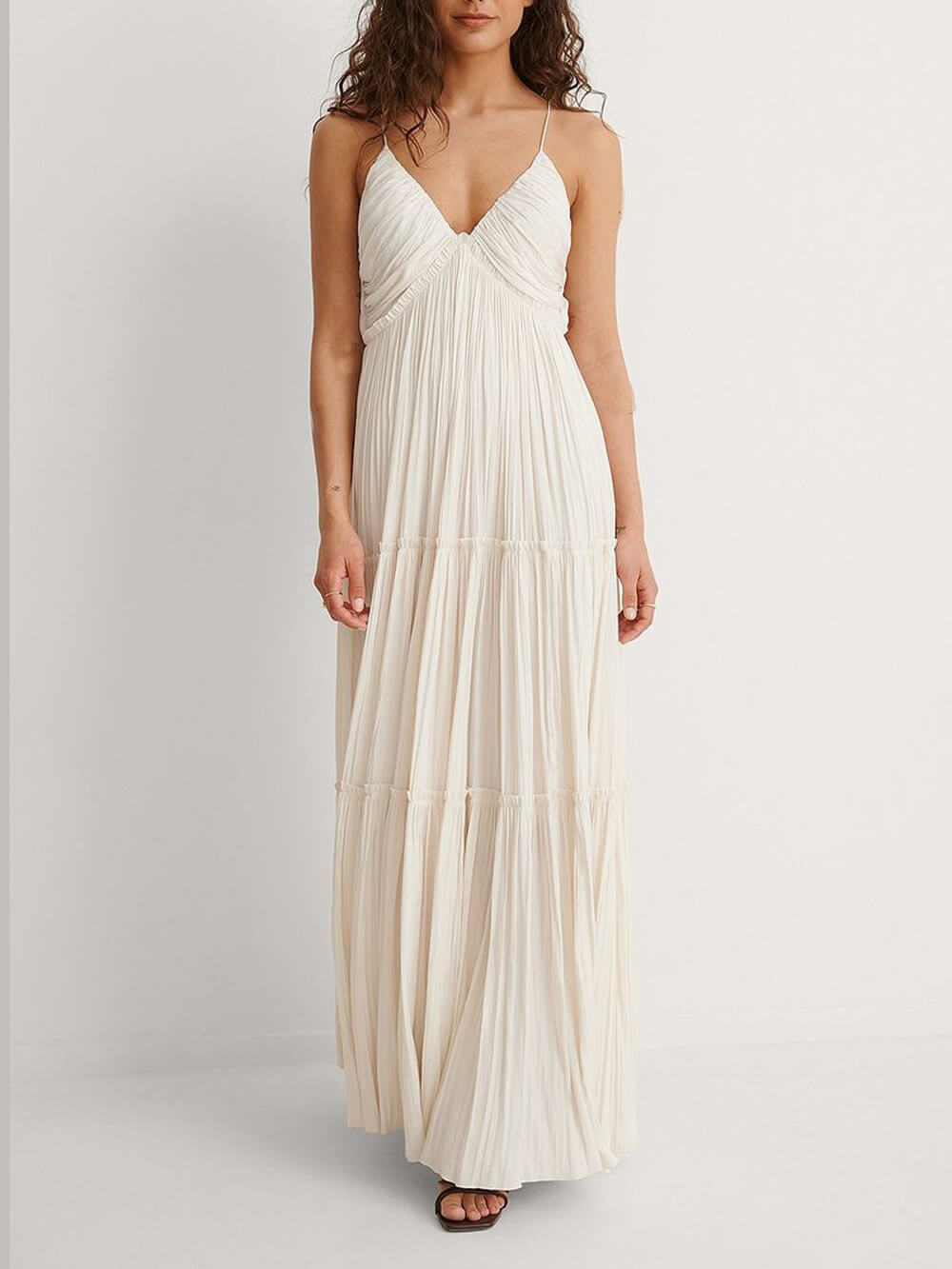 Unique Pleated Wave Maxi Dress