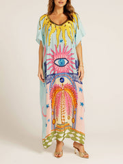 Luxe Sequin Hand-Painted Printed Maxi Dress