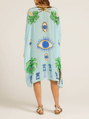 Summer Evening Sequined Print Dress