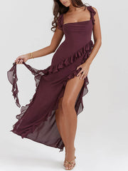 Iris - Ruffled Asymmetrical Maxi Dress