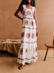 Special Ethnic Print Lace Dress