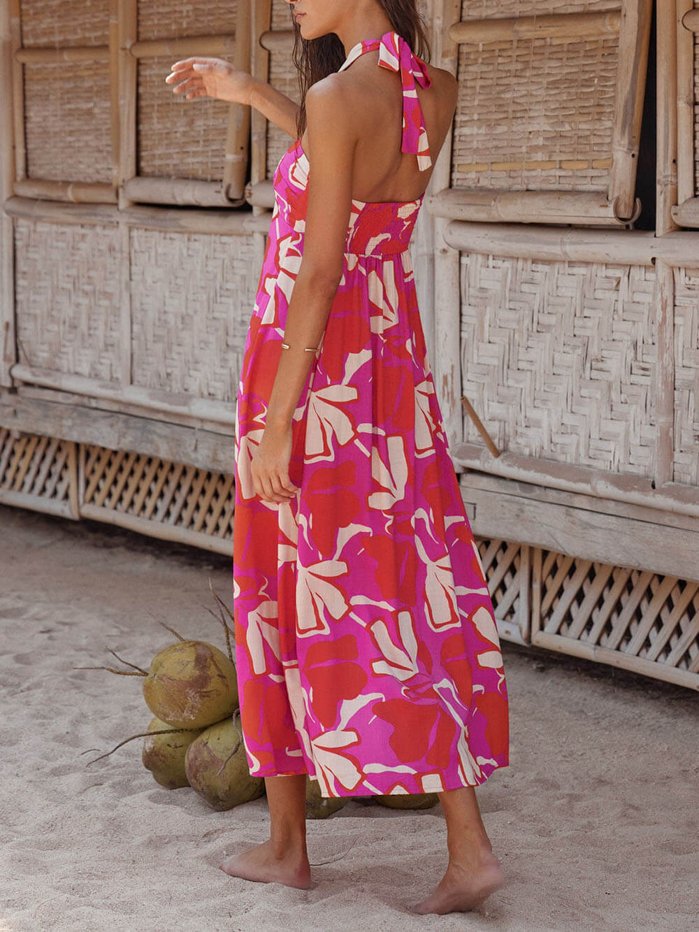 Lotus Blossom  - Halter Midi Dress