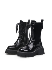 JADYROSE | DANNY LACE UP BLACK LEATHER BOOT