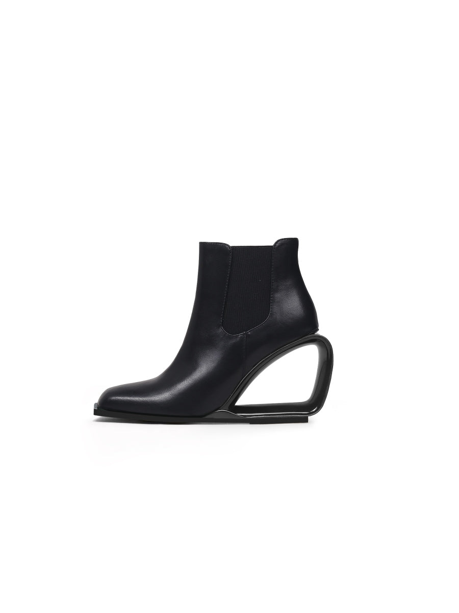 JadyRose | Genuine Leather Elevator Wedge-Heel Back Chelsea Boots