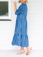 Wonderful Stripe Print Midi Dress