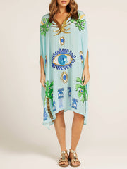 Summer Evening Sequined Print Dress