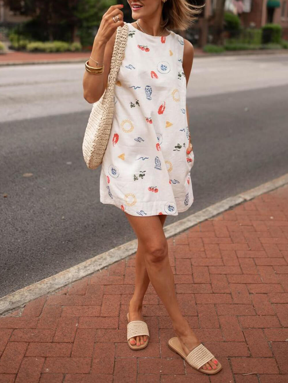 Sunny Vase Cherry Print Mini Dress