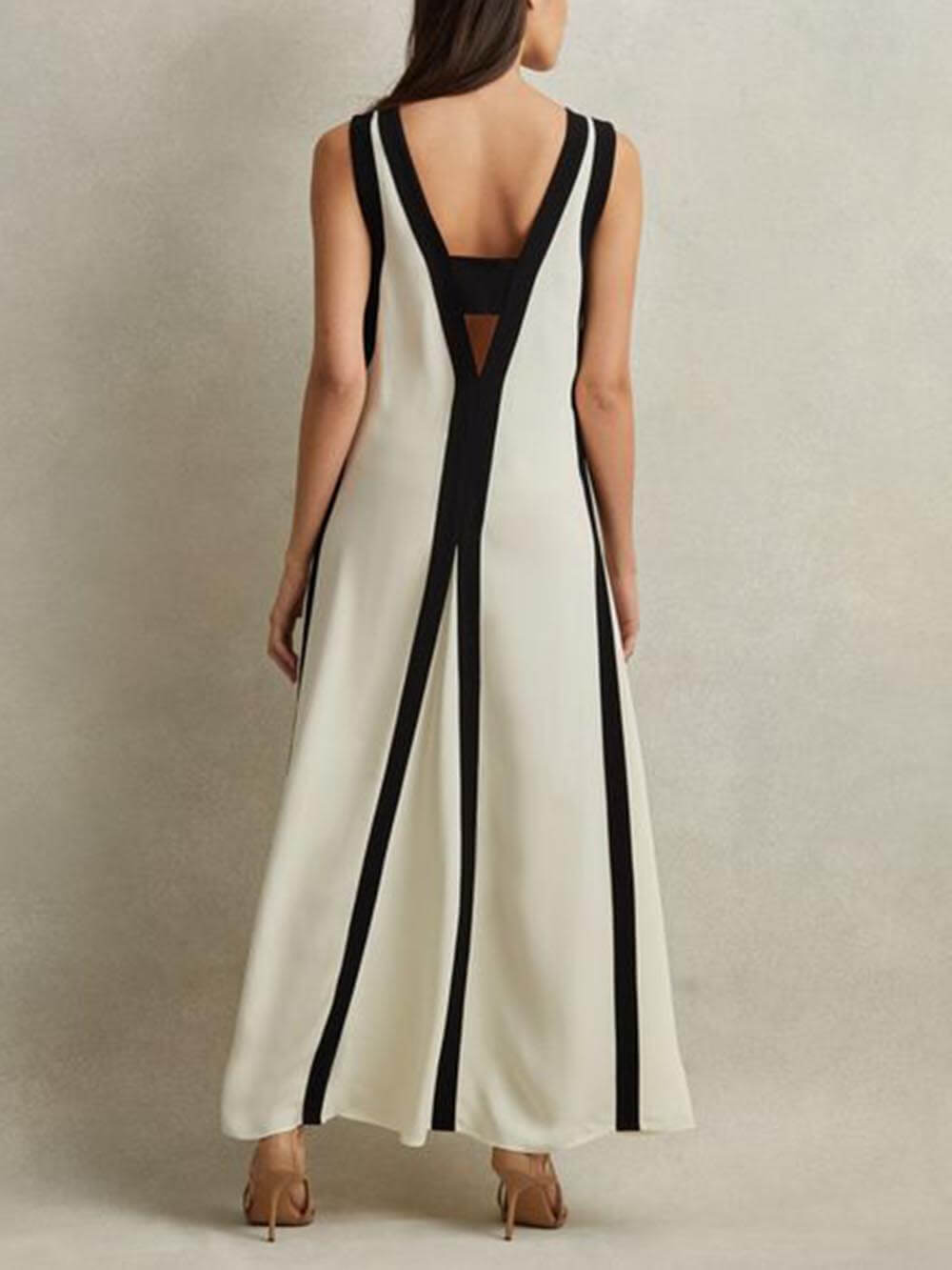 Reversible Style Colorblock A-Line Maxi Dress