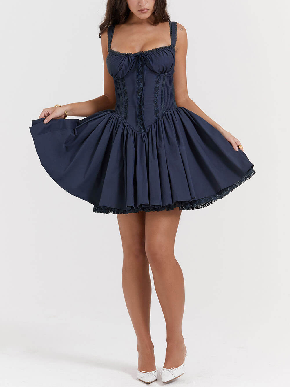 Eleanor - French Navy Corset Mini Dress