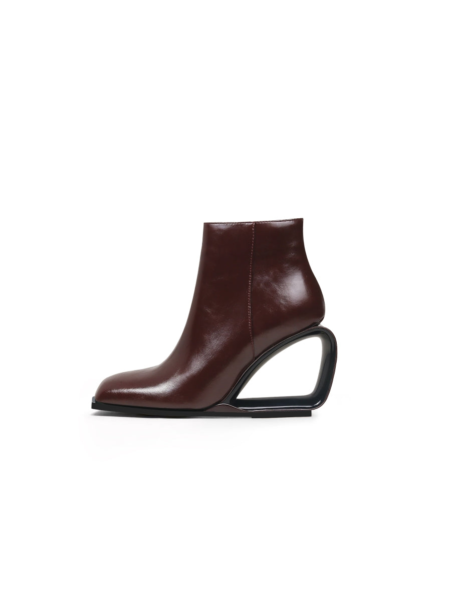 JadyRose | FIREPLACE Wedge-Heel Chocolate Leather Ankle Boot