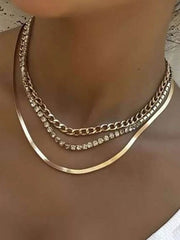 Simple Multi-Layer Chain Diamond Geometric Clavicle Necklace