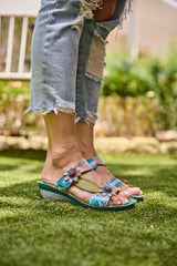 Soffia | Vaughn Floral Applique Leather Sandals